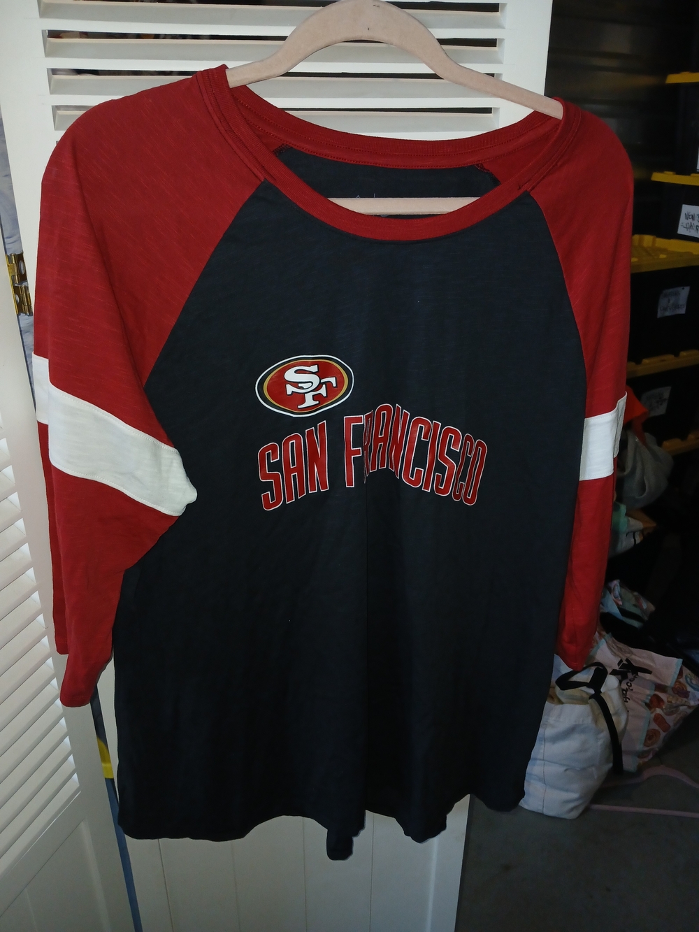 Nike San Francisco 49ers 3/4 Sleeve Raglan T-Shirt Black Red XXL